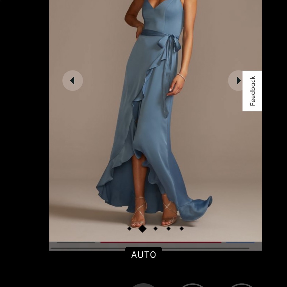 crepe ruffle spaghetti strap bridesmaid dress
#F202028